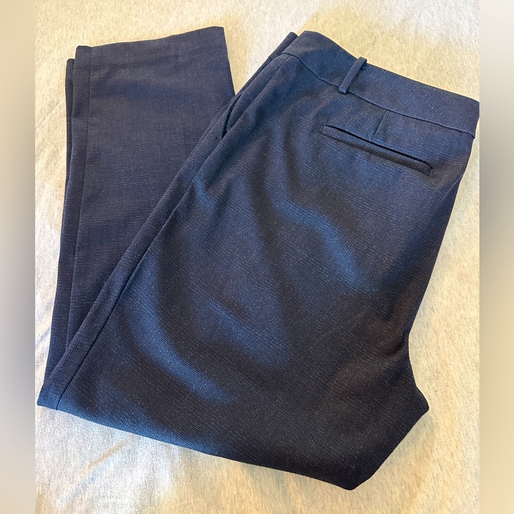 Cropped plaid dark navy pants